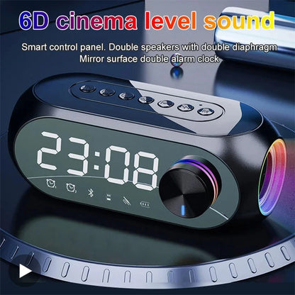 Bluetooth Alarm Clock Speaker - Portable FM Radio Wireless Music Speaker with Subwoofer