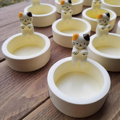 Cartoon Cat Tea Light Candle Holder – Cute Desktop Decorative Ornaments for Office & Home, Candlestick Craft Decoration
