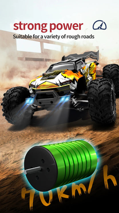ZWN 1:16 4WD RC Monster Truck – 70KM/H High-Speed Drift Remote Control Car with LED for Kids, vs Wltoys 144001