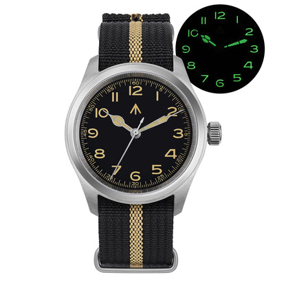 Militado ML08 Vintage Quartz Watch - VH31 Movement 38mm Sapphire Crystal Wristwatch with C3 Green Luminous Dial