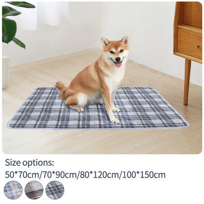 Washable Dog Pee Pad – Absorbent Reusable Plaid Pet Training Mat & Toilet Seat Cover (Home/Outdoor)