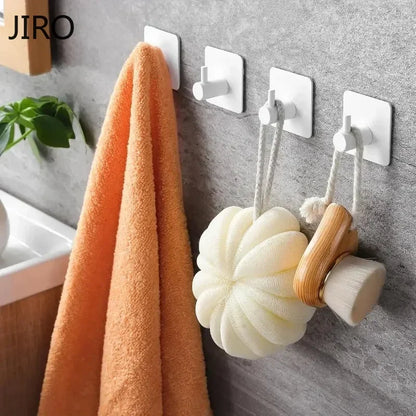 Strong Adhesive Wall Hooks – Black Coat, Robe, and Towel Hangers for Bathroom, Kitchen, and Home Organization