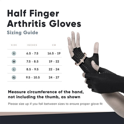 Copper Arthritis Compression Gloves – Fingerless Hand Support for Pain Relief, Swelling & Carpal Tunnel