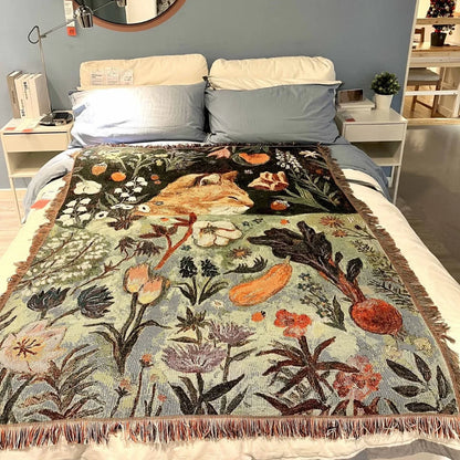Animal Sofa Blanket Cover – European Village Cartoon Tapestry for Home Decor, Sofa, Bed & Camping