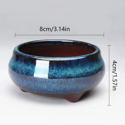Ceramic Round Plant Pot - Succulent & Orchid Planter with Drainage Holes for Indoor & Outdoor Decor