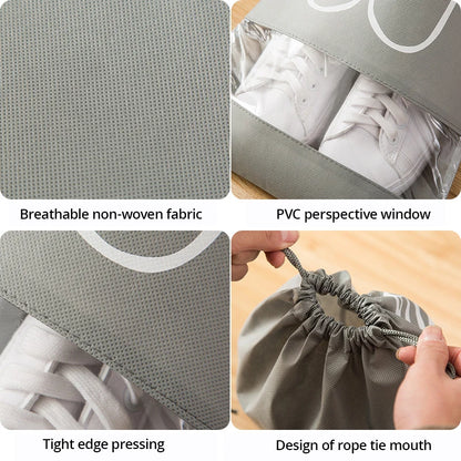 5Pcs Shoe Storage Bag Set – Waterproof Non-Woven Fabric Travel Shoe Organizer with Strap, Large Capacity & Moisture-Proof Design