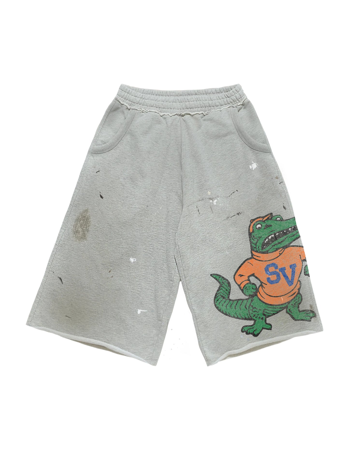 Y2K Alligator Grey T-Shirt Set - Vintage Letter Print Long Sleeve Top and Casual Shorts for Men & Women