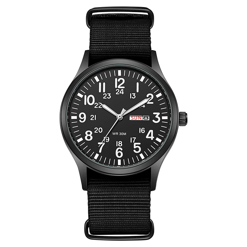 TPW Field Watch 2024 - Easy Read Quartz Wristwatch with Fabric Strap & 24-Hour Display