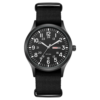 TPW Field Watch 2024 - Easy Read Quartz Wristwatch with Fabric Strap & 24-Hour Display