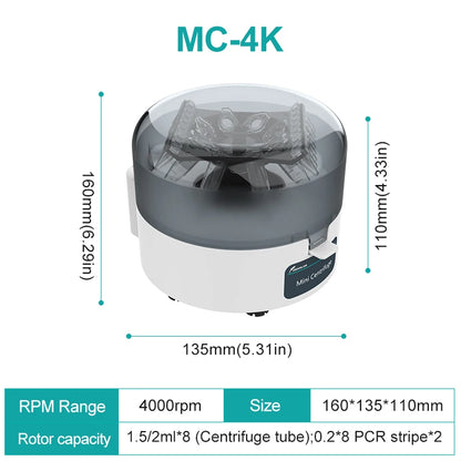 JOANLAB Mini Centrifuge Machine – PCR Plasma Lab Microcentrifuge 4000/7000rpm for 0.2/1.5/2ml Tubes