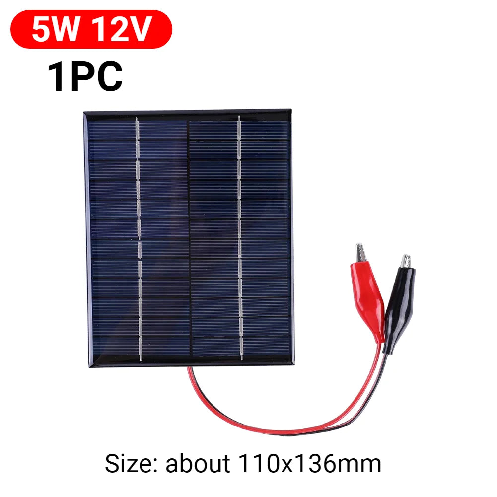 5W Mini Solar Panel 3V-12V - Polysilicon Solar Cell Module for Battery Charging, DIY Projects & Outdoor Devices