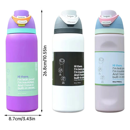 32oz Vacuum Insulated Stainless Steel Water Bottle with Straw – Thermal Cup for Outdoor Sports, Camping & Hiking