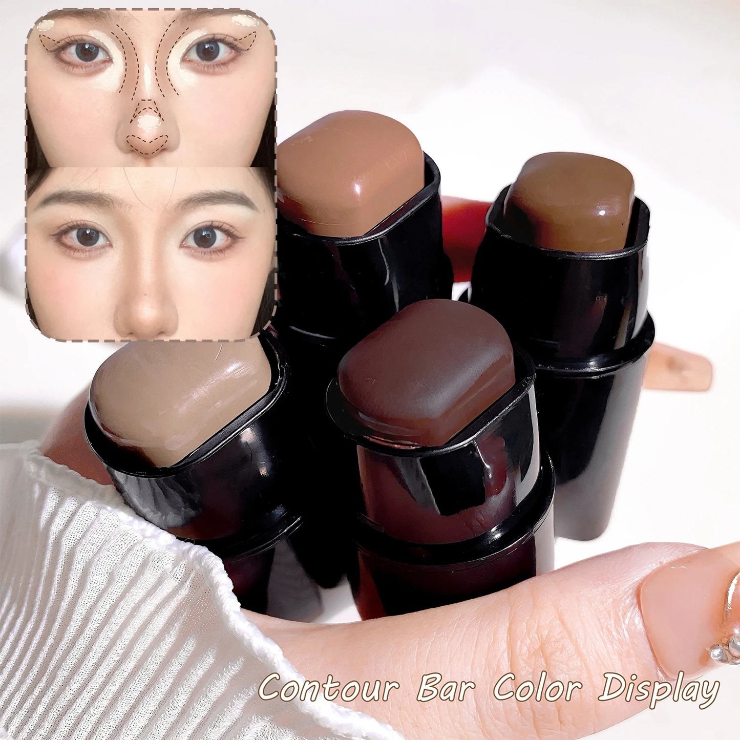 High-Light Trimming Stick Contour Shadow Cream - Natural Nude Makeup, Three-Dimensional Brightening Lying Silkworm Contour Stick