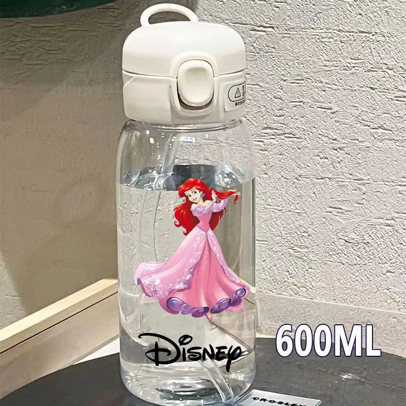 600/400ML Mermaid Princess Water Cup – Portable Transparent Plastic Sport Bottle for Kids
