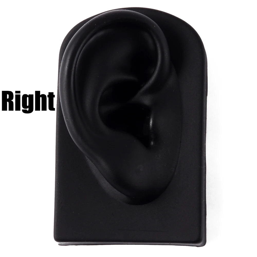 Soft Silicone Ear Nose Mouth Practice Model – Tattoo & Piercing Jewelry Display Stand with Acrylic Earring Holder Kit for Training & Showcase