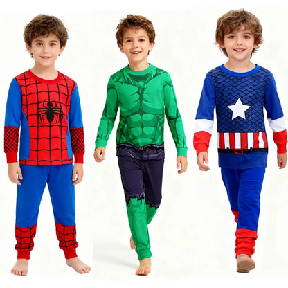 100% Cotton Boys Pajamas - Superhero Kids Sleepwear & Toddler Nightwear Set