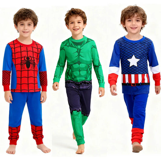 100% Cotton Boys Pajamas - Superhero Kids Sleepwear & Toddler Nightwear Set