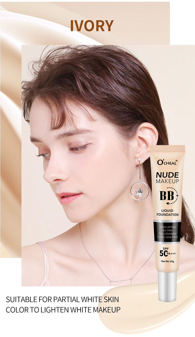 Ocheal 30g BB/CC Sunscreen Cream SPF 50/PA+++ – Anti-Aging, Long-Lasting Full Coverage Facial Foundation