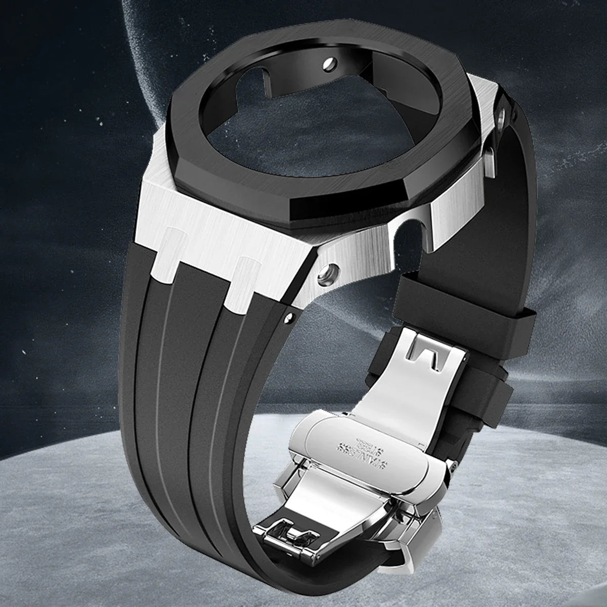 Gen4 Mod Kit for Casioak GA2100/2110 – Metal Bezel, Rubber Watch Case & Stainless Steel Strap