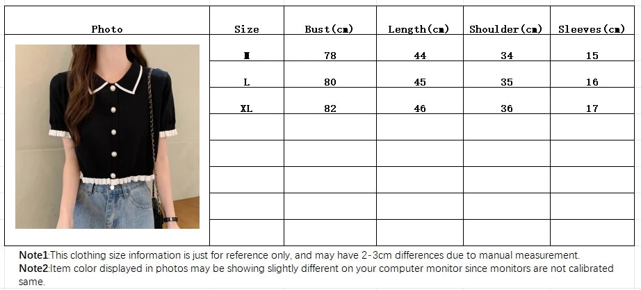 Women’s Summer Knitted Blouse — Chic Retro Slim Short Sleeve Crop Top, All-Match Style