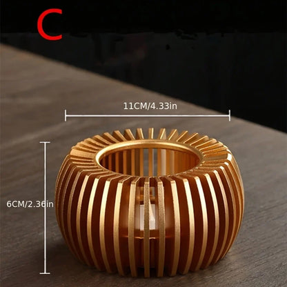 Gold Hollow Aluminum Alloy Teapot Warmer – Candle Base Heater for Coffee, Tea, and Milk Pots
