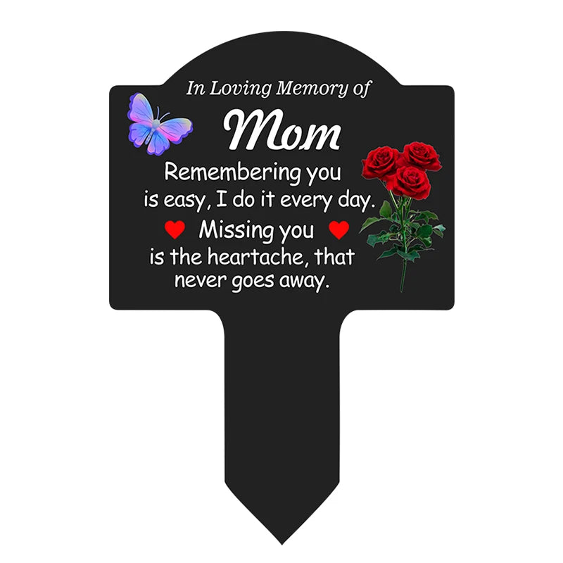 Waterproof Grave Stake – Cemetery Memorial Decoration for Mom, Dad & Loved Ones (Grandpa, Grandma, Brother, Sister, Son, Daughter)