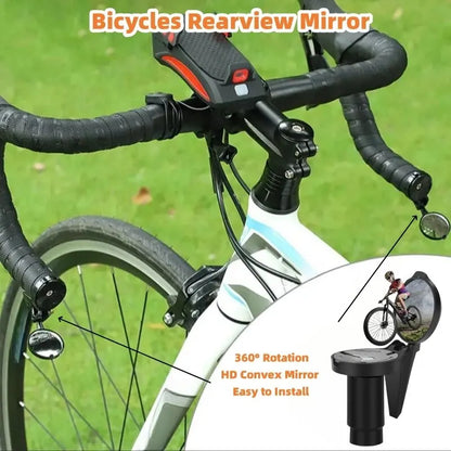 Bicycle Rear View Convex Mirror - Handlebar Drop Bar Mount with Acrylic Lens, Lightweight Back Sight Reflector
