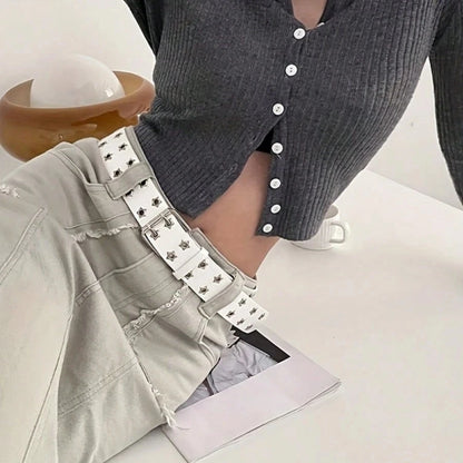 Women's Punk Hollow-Out Belt - Star Decor Fashion Waistband for Fall, Autumn & Halloween