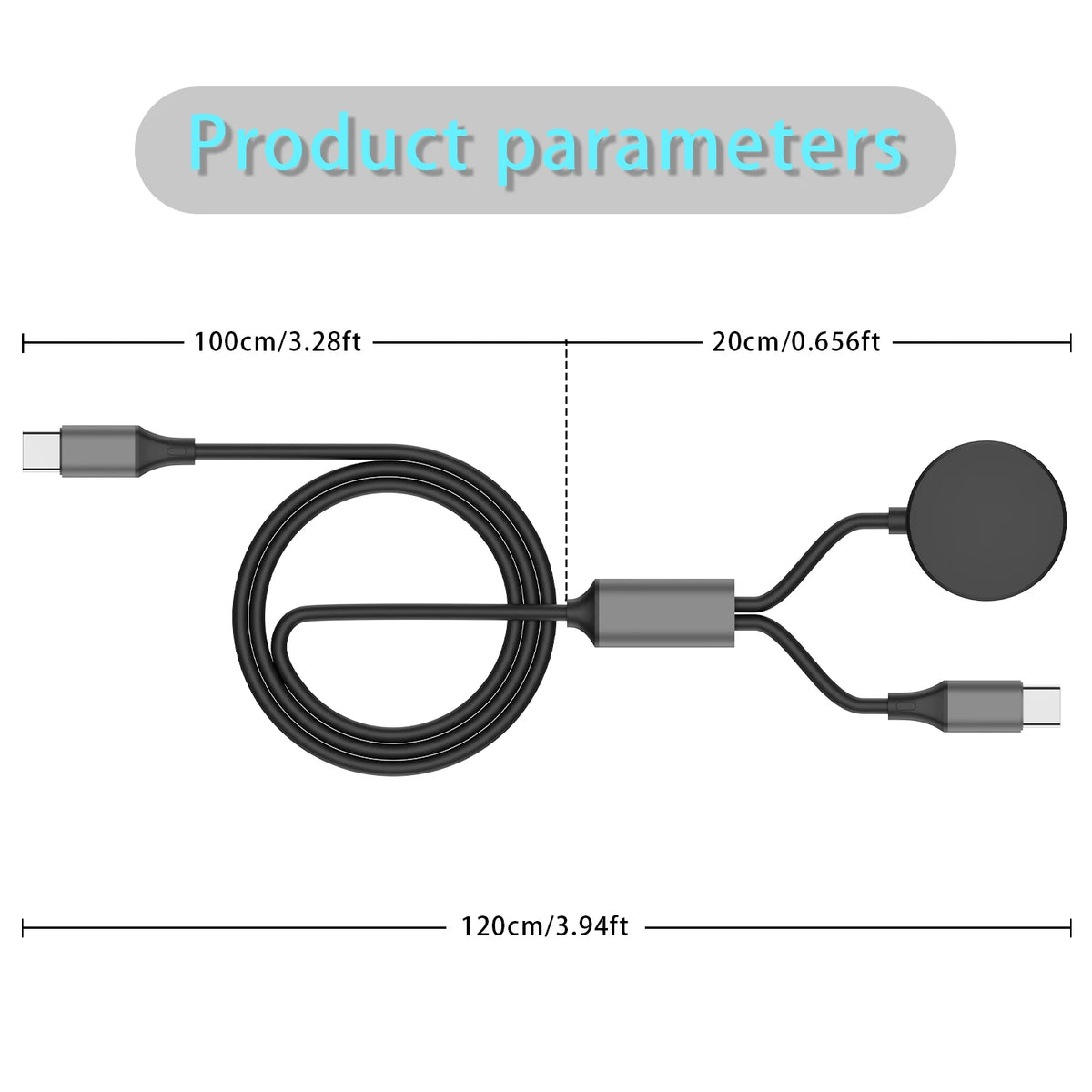 Samsung Galaxy Watch USB-C Fast Charger - PD 60W Charging Cable for Galaxy Watch Ultra, 7, 6, 6 Classic, 5, 5 Pro and Galaxy S25, S24, S23, Z Fold 6