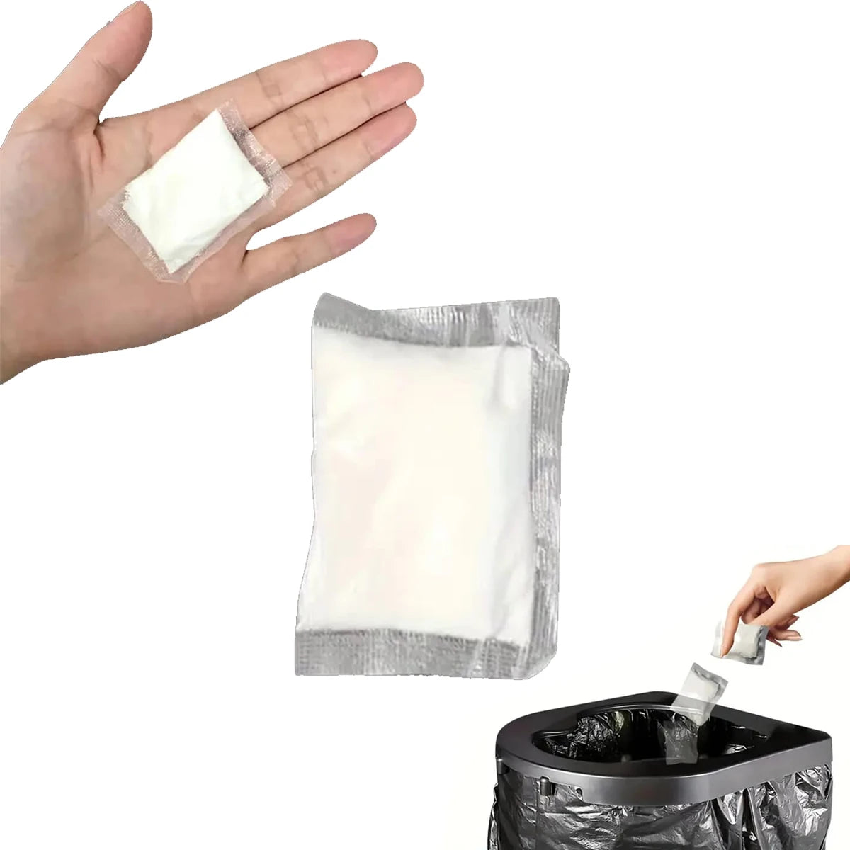 Portable Outdoor Camping Toilet - Foldable Stool with Absorbent Bag and Toilet Paper Holder