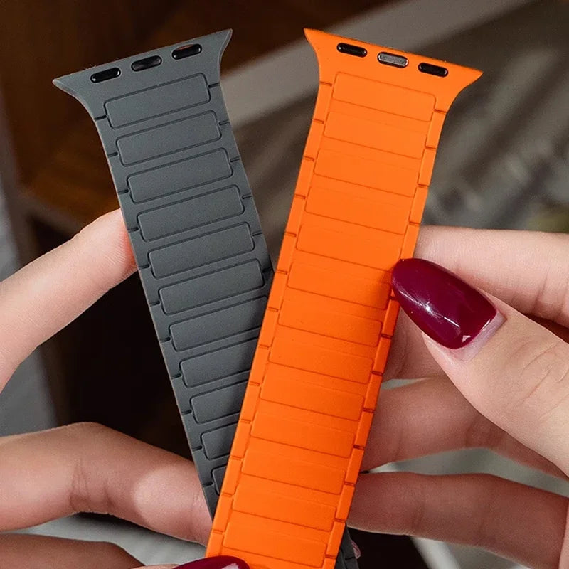 Magnetic Silicone Strap for Apple Watch — Fits Ultra 2 & Series 11–3 (40–49mm)