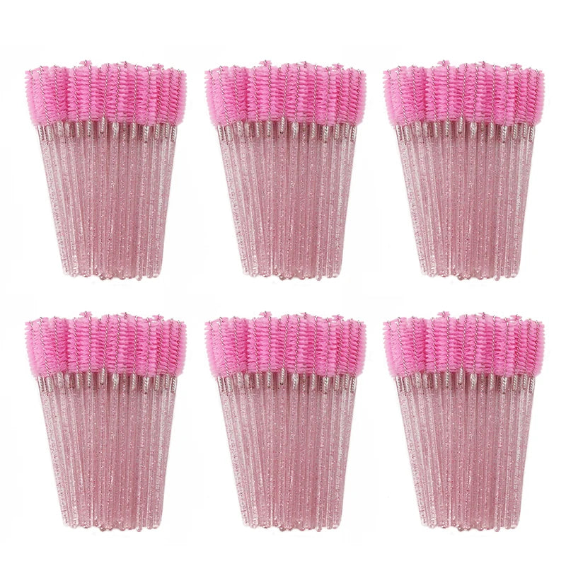 ANNAFRIS 50PCS Disposable Eyelash Brushes - Soft Crystal Lash Extension & Eyebrow Makeup Mascara Wands