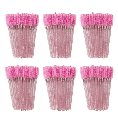ANNAFRIS 50PCS Disposable Eyelash Brushes - Soft Crystal Lash Extension & Eyebrow Makeup Mascara Wands