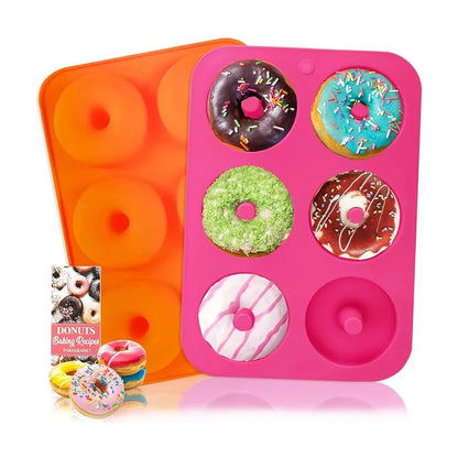 6-Hole Silicone Donut & Bagel Mold – Non-Stick Heat-Resistant Mini Cupcake & Doughnut Baking Pan Tool