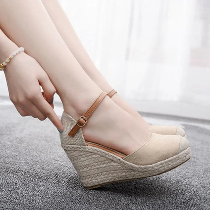 Women’s Summer Platform Sandals – High Heel Wedges with Casual Ankle Strap, Comfortable Zapatos de Mujer