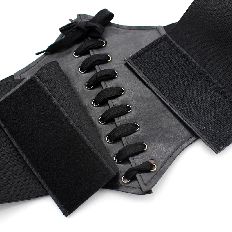 Women's Punk PU Leather Corset Belt - Wide Elastic High-Waist Waist Cincher
