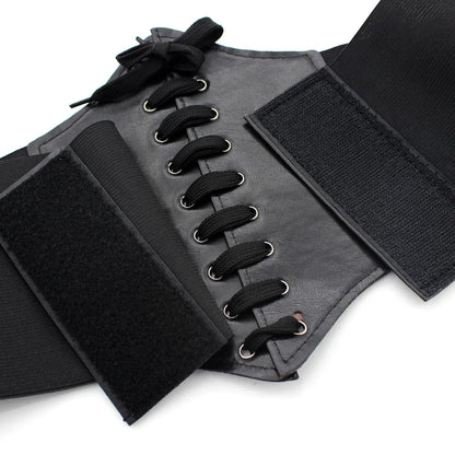 Women's Punk PU Leather Corset Belt - Wide Elastic High-Waist Waist Cincher