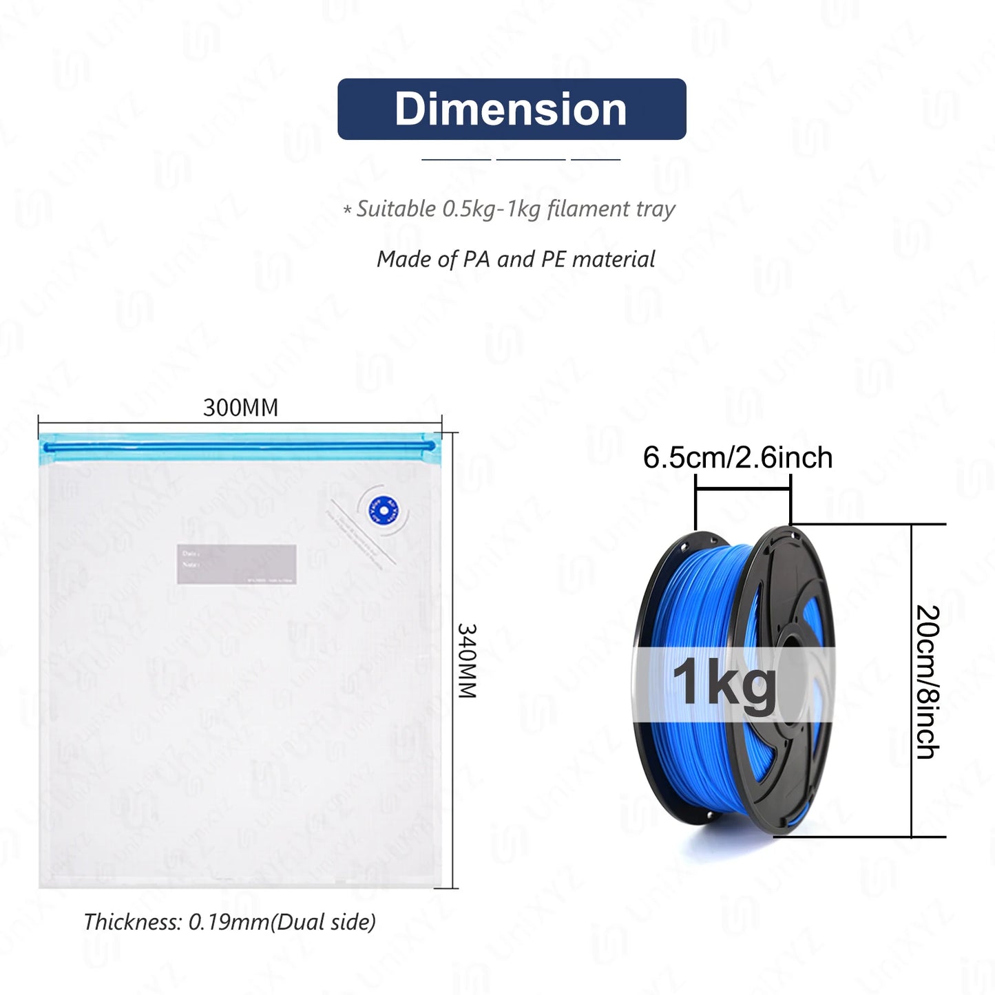 3D Printer Filament Storage Vacuum Bag – Humidity Resistant Sealing Bag for PLA, ABS, PETG Filament Drying