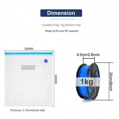 3D Printer Filament Storage Vacuum Bag – Humidity Resistant Sealing Bag for PLA, ABS, PETG Filament Drying