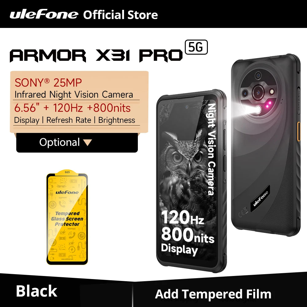 【World Premiere】Ulefone Armor X31 Pro 5G Rugged Smartphone – Android 14, 6.56” Display, 16GB+256GB, 64MP Night Camera, 6050mAh, NFC