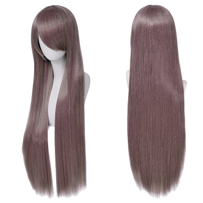 80cm Long Cosplay Wig - Synthetic Straight Hair with Bangs for Lolita Anime Costume Party Styling