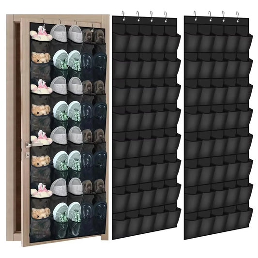 Over The Door Shoe Organizer - 14/24/40 Grid Mesh Pocket Hanging Rack for Closet Shoe Storage & Organization
