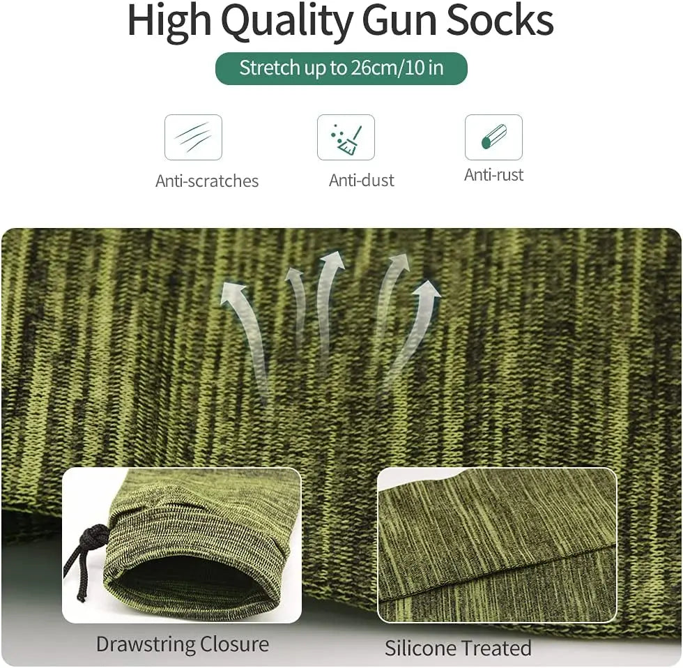 18Pcs Tactical Elastic Storage Socks – 55 Inch Dustproof Knitted Gun Sleeve Organizer Carrying Bag Set for Hunting Accessories
