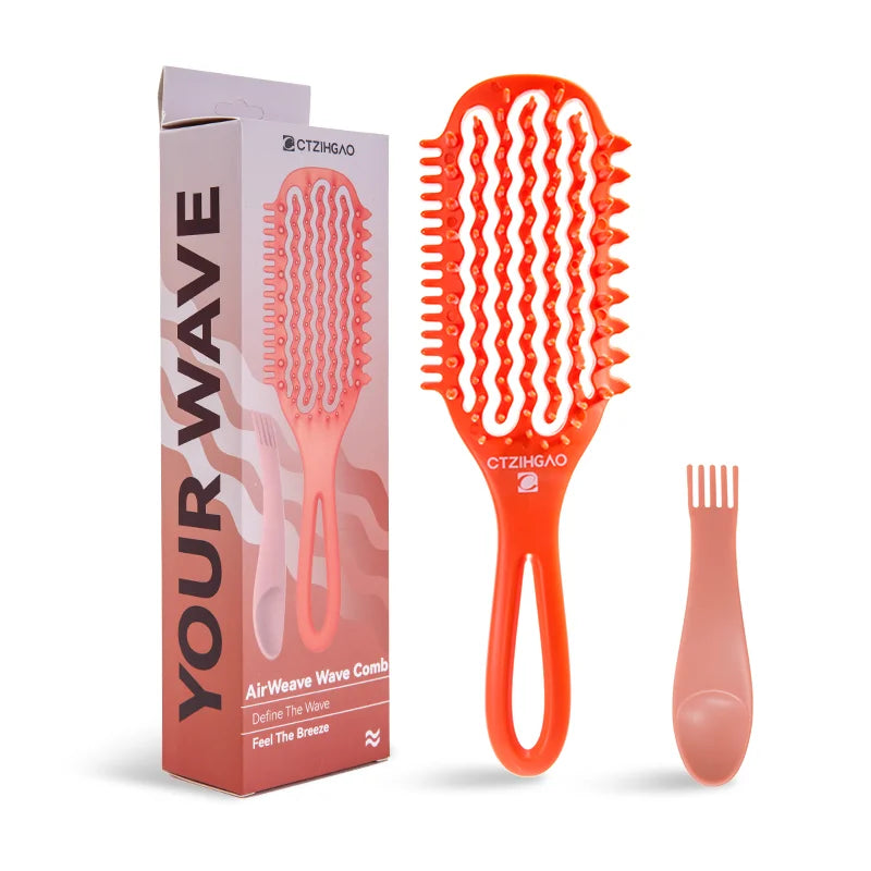 WANMEI Air Cushion Detangler Brush Set – Scalp Massage Comb, Cleaner & 52 Hair Bands, Anti-Frizz Wet/Dry Styling Tool