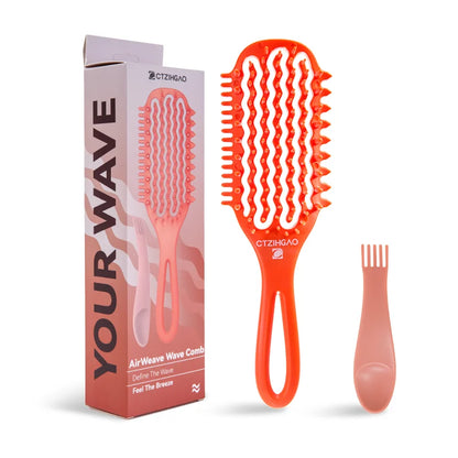 WANMEI Air Cushion Detangler Brush Set – Scalp Massage Comb, Cleaner & 52 Hair Bands, Anti-Frizz Wet/Dry Styling Tool