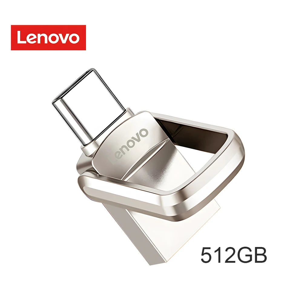 Original Lenovo 2TB USB 3.1 Pendrive – Metal 2-in-1 OTG Flash Drive for Phone & Computer (128GB, 512GB, 1TB, 2TB)
