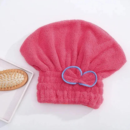 Microfibre Quick-Dry Hair Towel Wrap – Bowknot Bath Cap Bonnet for Women, Designer Bathroom Accessory