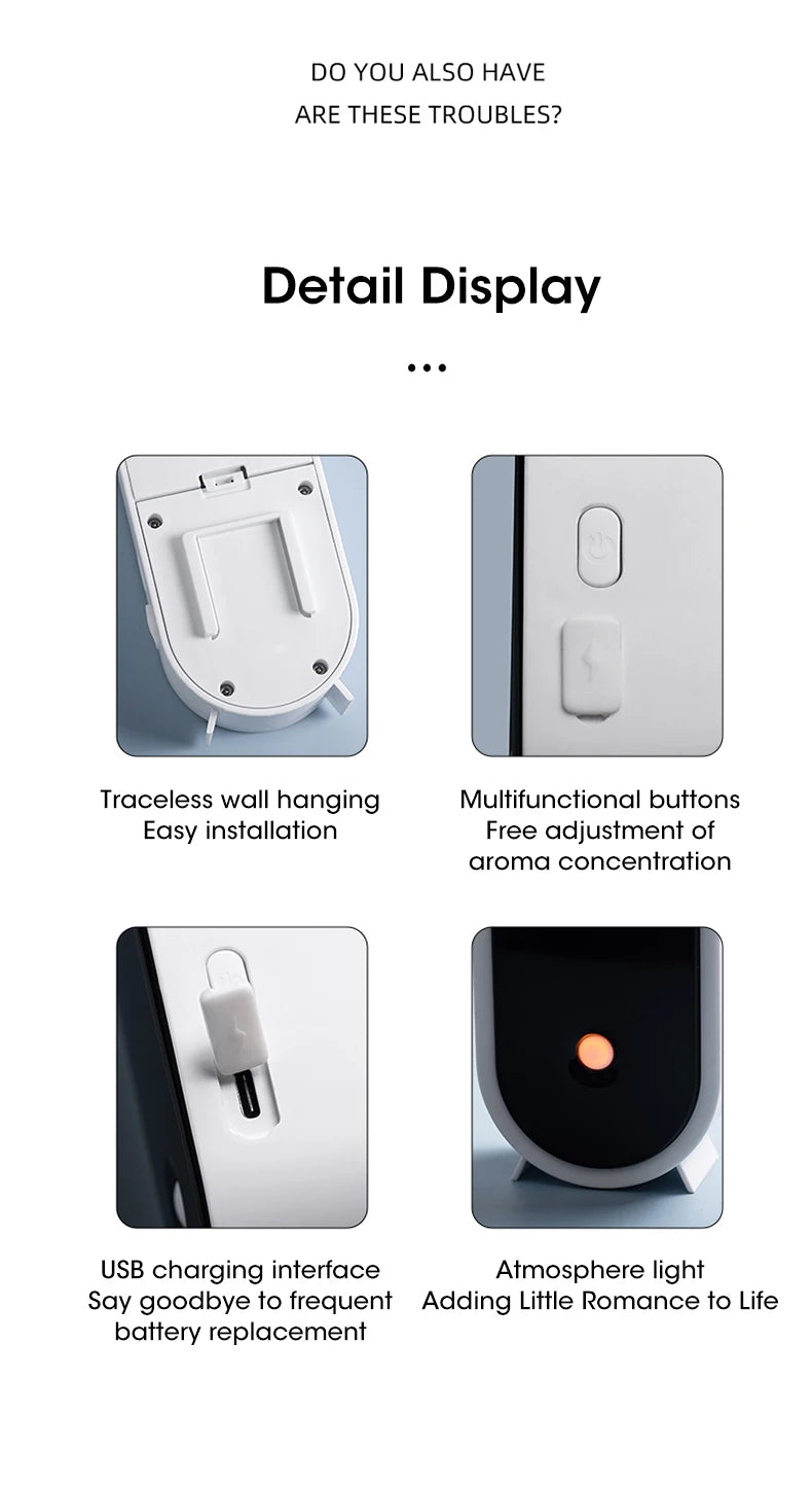 Automatic Fragrance Sprayer - USB Ambient Light, Wall-Mounted Aromatherapy Machine for Home & Commercial Use