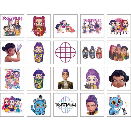 20-25pcs Rumi KPop Demon Hunters Temporary Tattoo Stickers – Cute Cartoon Waterproof Tattoos, Fun Party Gift Ideas