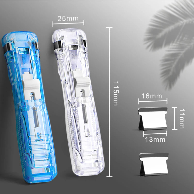 Mini Traceless Reusable Hand Clamp Stapler – Paper Binder & Book File Binding Tool for Office, School & Student Supplies